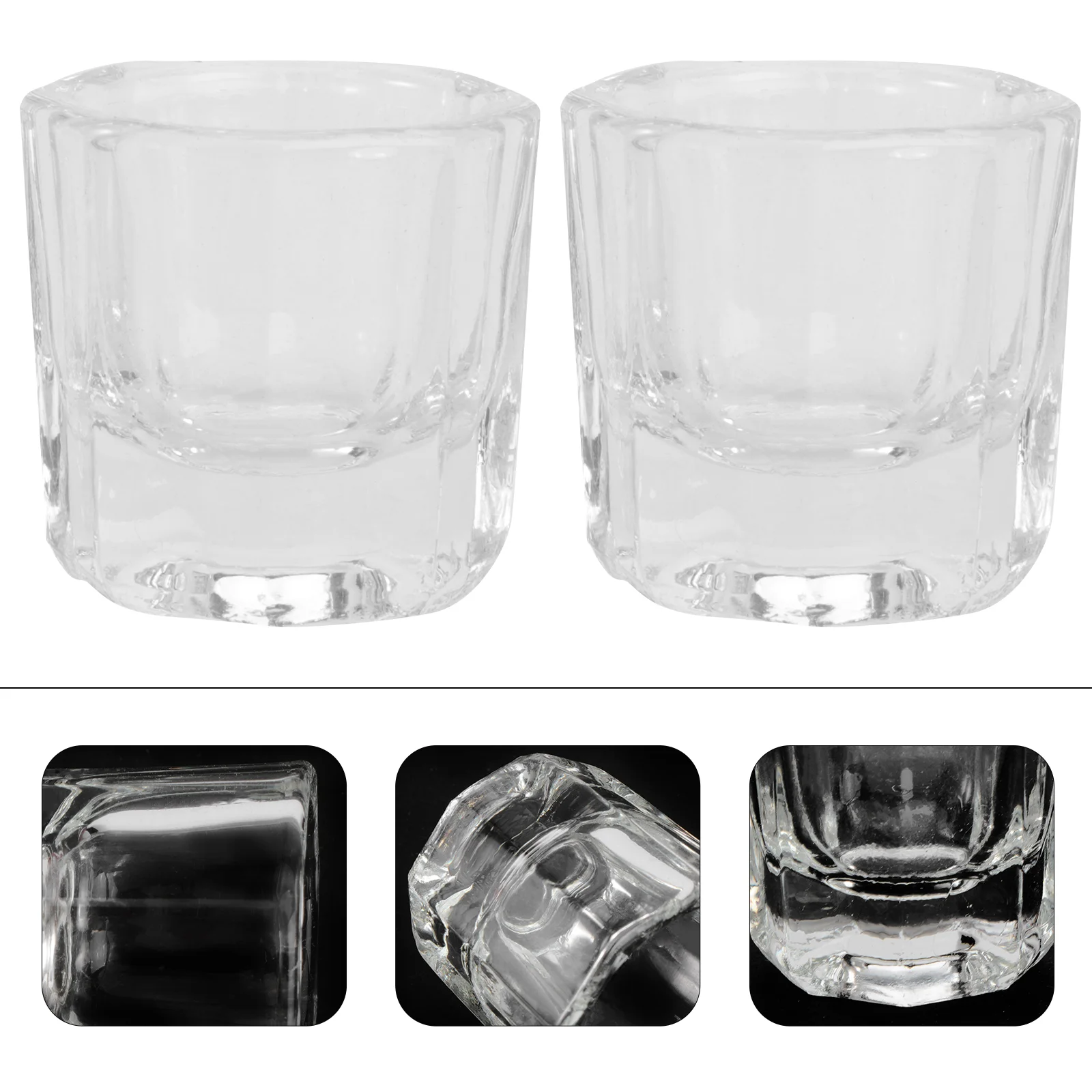 

2 Pcs Nail Liquid Holder Manicure Tools Jewelry Tint Cups Glass Dishes Plate Powder Bowl Bowls