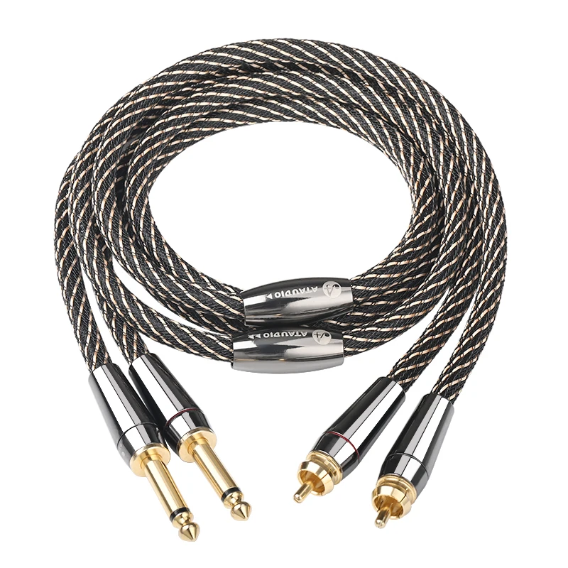 Kabel audio Hi-end 6N OFC Dual 6.5mm do 2RCA kabel audio do wzmacniaczy głośnikowych