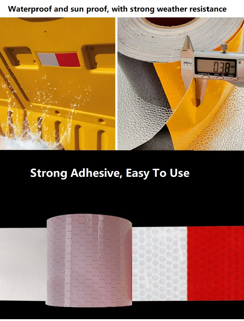 4"x1m High Visibility Self-adhesive PVC Reflector Sheeting Tape Road Traffic Collision Avoidance Reflective Sign Sticker