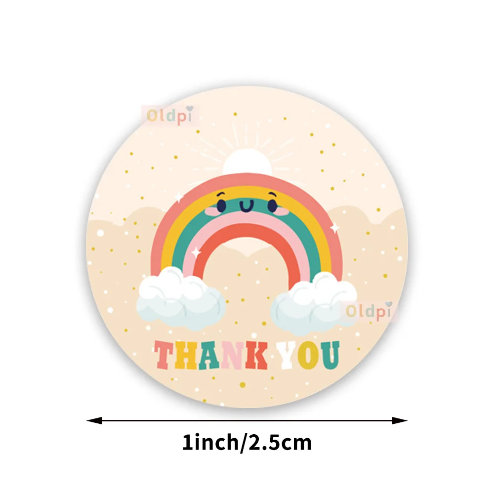 50-500Pcs Rainbow Thank You Label Stickers 1inch Round Diaries Adhesive Label Business Envelope Gift Box Packing Decor Stickers