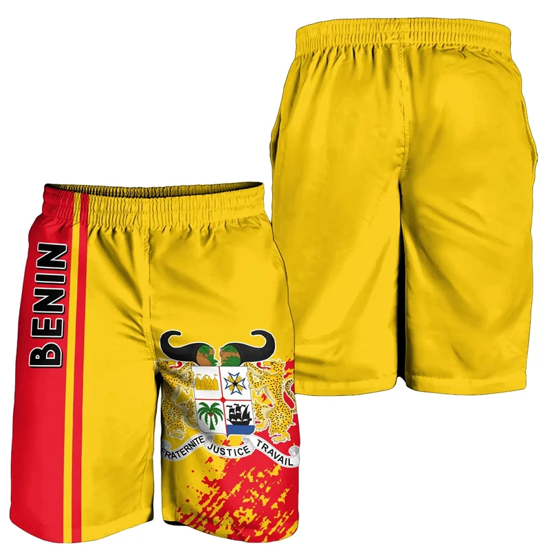 Benin Flag Map pantaloncini da spiaggia stampati in 3D tronchi da ragazzo hawaiani emblema nazionale pantaloni corti per uomo abbigliamento Africa Country Pants