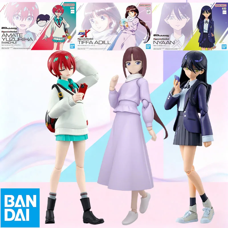 

В наличии BANDAI, оригинальная коробка, стандартная фигурка TIFFA ADILL MACHU NYAAN, экшн-фигурка, модель, подарок для детей, упаковка из пенопласта