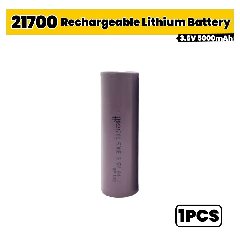 Hot INR21700 Battery 3.6V Rechargeable Li-ion 5000mAh, Long-Running Large Capacity Cell for Flashlight Power Bank