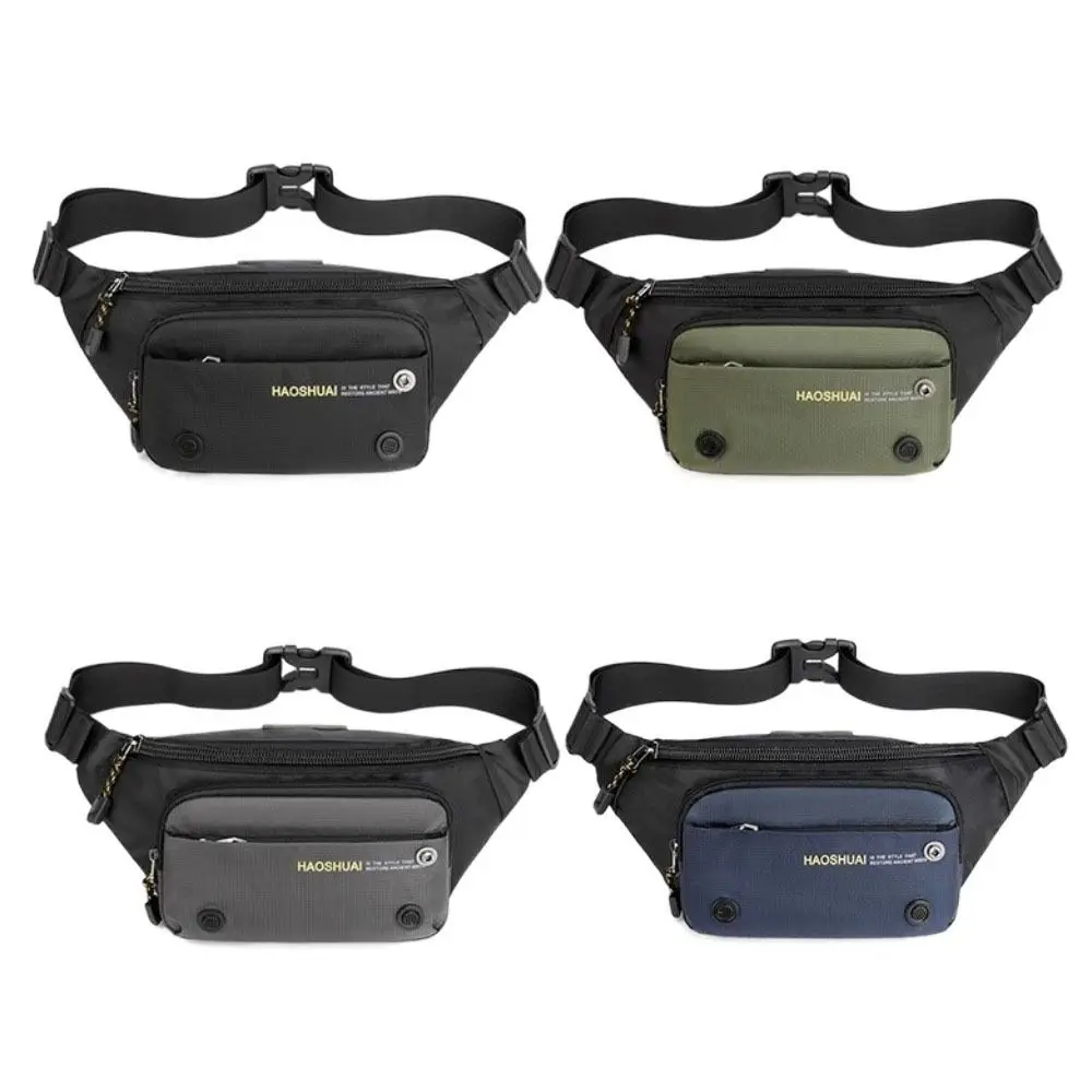 حقيبة خصر كاجوال للرجال من النايلون متعددة الجيوب بسعة كبيرة، حزمة مراوح رياضية بحزام قابل للتعديل، حقيبة صدر مقاومة للاهتراء لركوب الدراجات