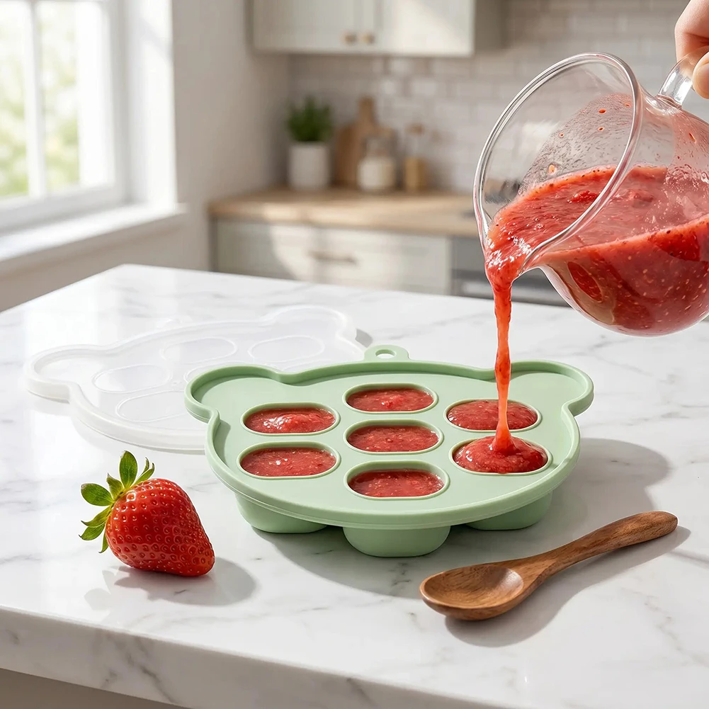 BPA Free Silicone Baby Fruit Food Feeder Mini Freezer Nibble Tray Breastmilk Popsicle Molds for Baby Cooling Relief Self Feeding