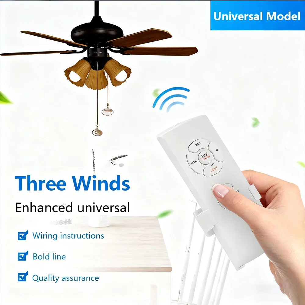 Universal Deckenventilator Lampe Fernbedienung Kit AC 110V 220V Timing Control Schalter Eingestellt Wind Geschwindigkeit Sender Empfänger – Detail 2