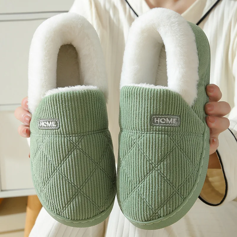 

Eyriphy Women Plush Lining Slippers Corduroy Indoor Bedroom Slides Memory Foam Fluffy Fuzzy Warm Slippers Female Casual Shoes
