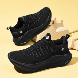 Men's fashionable and comfortable sports running shoes, EVA cushioning casual sports shoes, breathable casual shoes,black WHITE