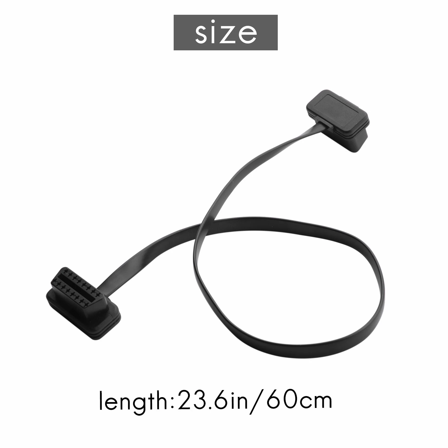 Car Elbow Obd2 16 Pin Male To Female Flat Diagnostic Extension Cable Connector Connector Eco-Friendly