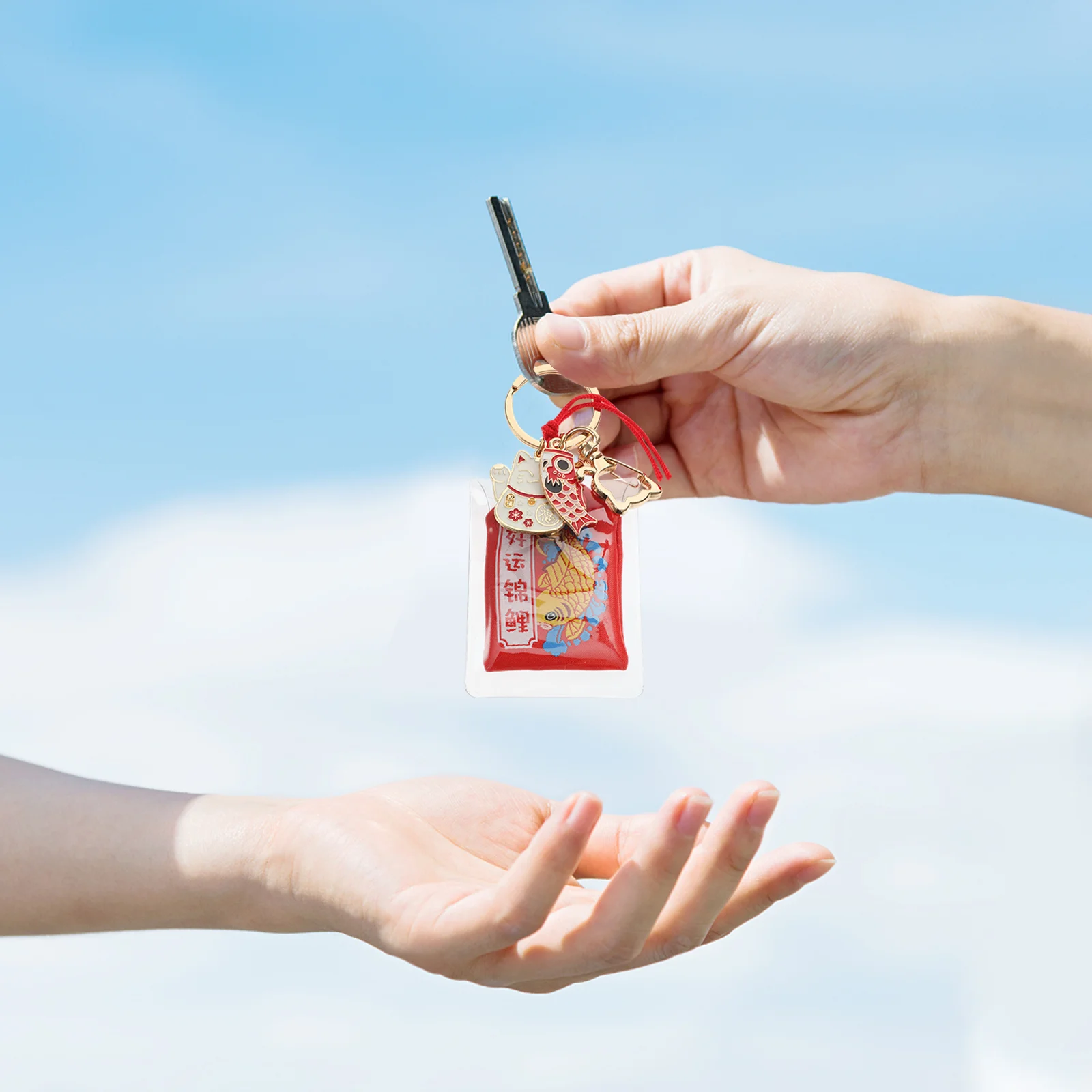 Blessing Keychain Omamori Charm Fade-resistant Fortune Japanese Accessories Luck Purse Ornament Cloth Metal Rock Stone