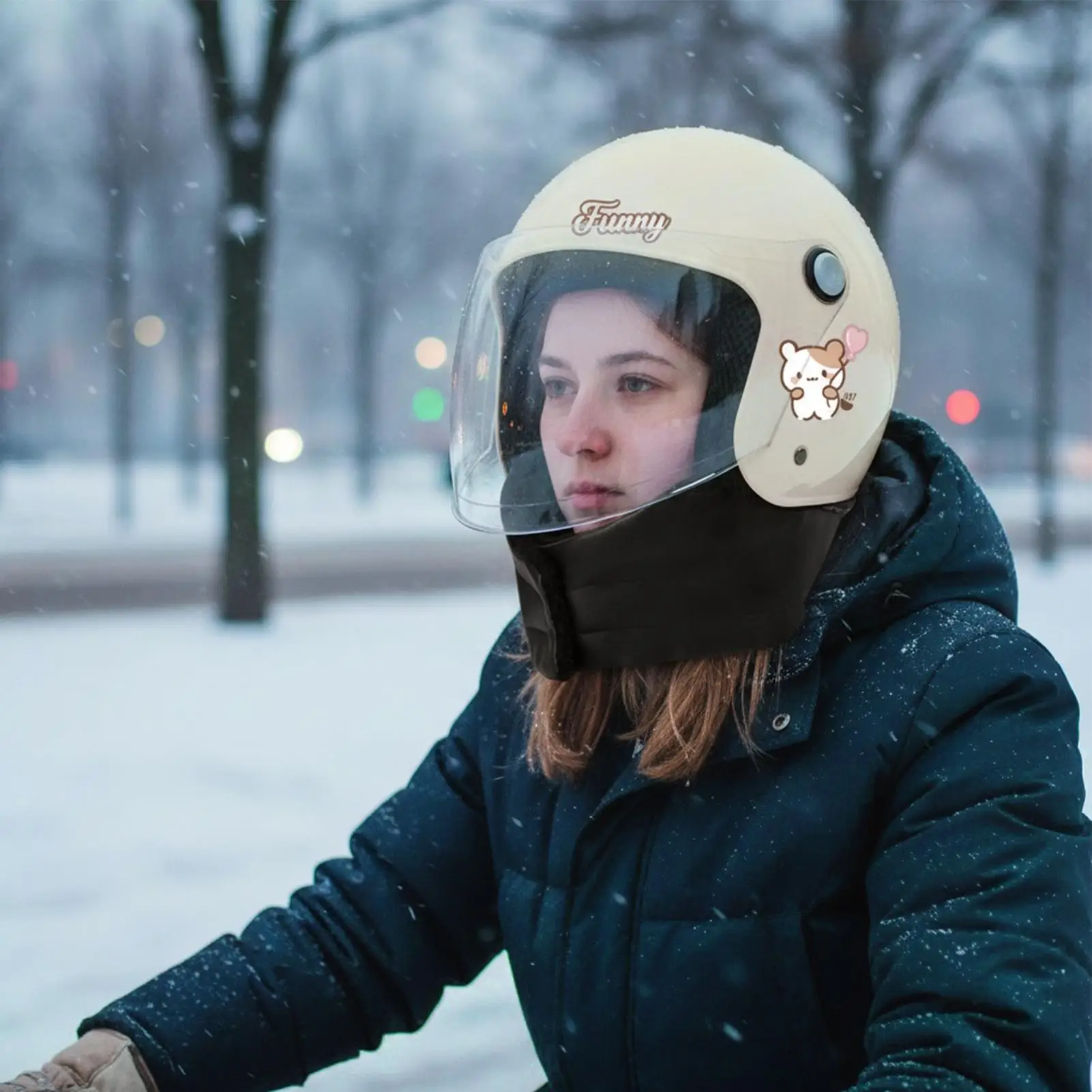 

Electric Bike Helmet Thermal Safety Hat Removable Thermal Neck Gaiter For Men Women Youth Winter Motorcycle Skateboard Snowboard