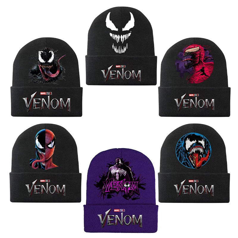 Venom Spiderman Marvel Boys Child\'s Knitted Hat Movie Cartoon Infant Beanie Outdoor Casual Warm Vogue Hundred Take Knitting Caps