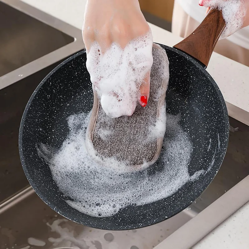 Dishwashing Sponge Thicken Good Absorption Cleaning Rag 4 Colors Cleaning Sponge Cloth  Kitchen Double-sided Cleaning Dishcloth