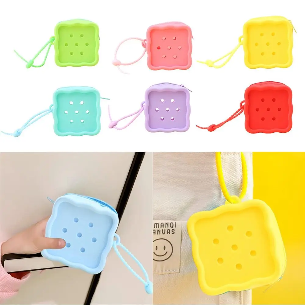 Soft Zipper Coin Purses Holes Silicone Card Holder Change Pouch Women Girls