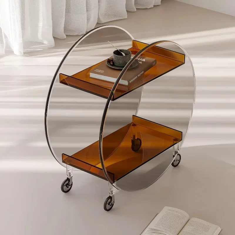 

For Acrylic trolley, sofa edge, mobile shelves, household coffee table, round dining car, snack storage