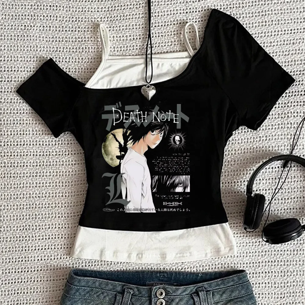 Death Note crop top ladies kawaii party meme harajuku jojifuku top tees vintage clearance sales y2k meme funny