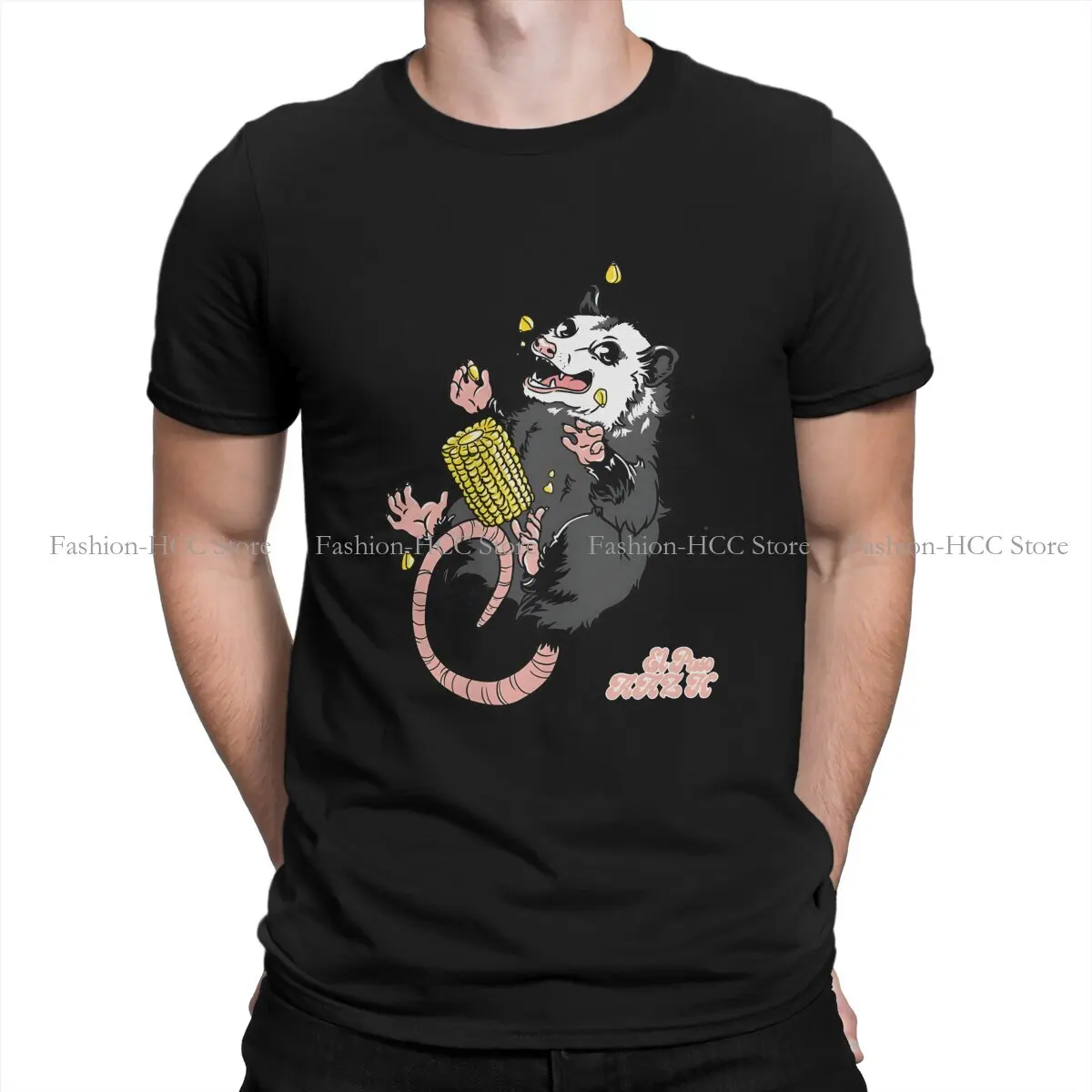 Cute Opossum Polyester TShirt for Men Olivia Soft Casual Sweatshirts T Shirt Novelty New Design