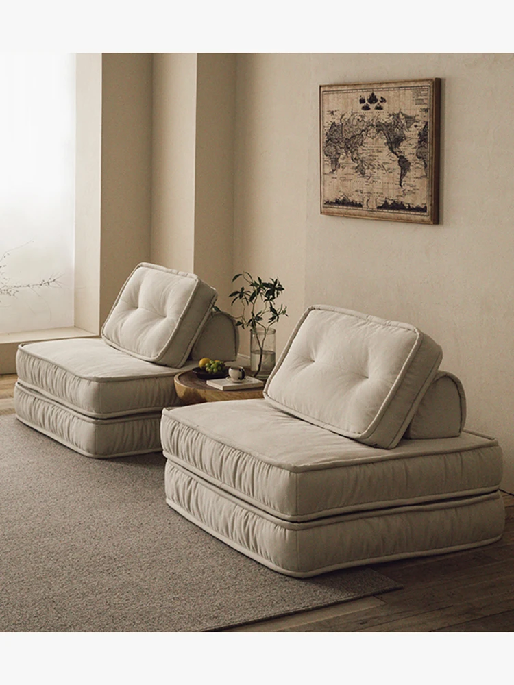 Fabric sofa tofu block without armrest disassembly and washing module lazy sofa single sofa