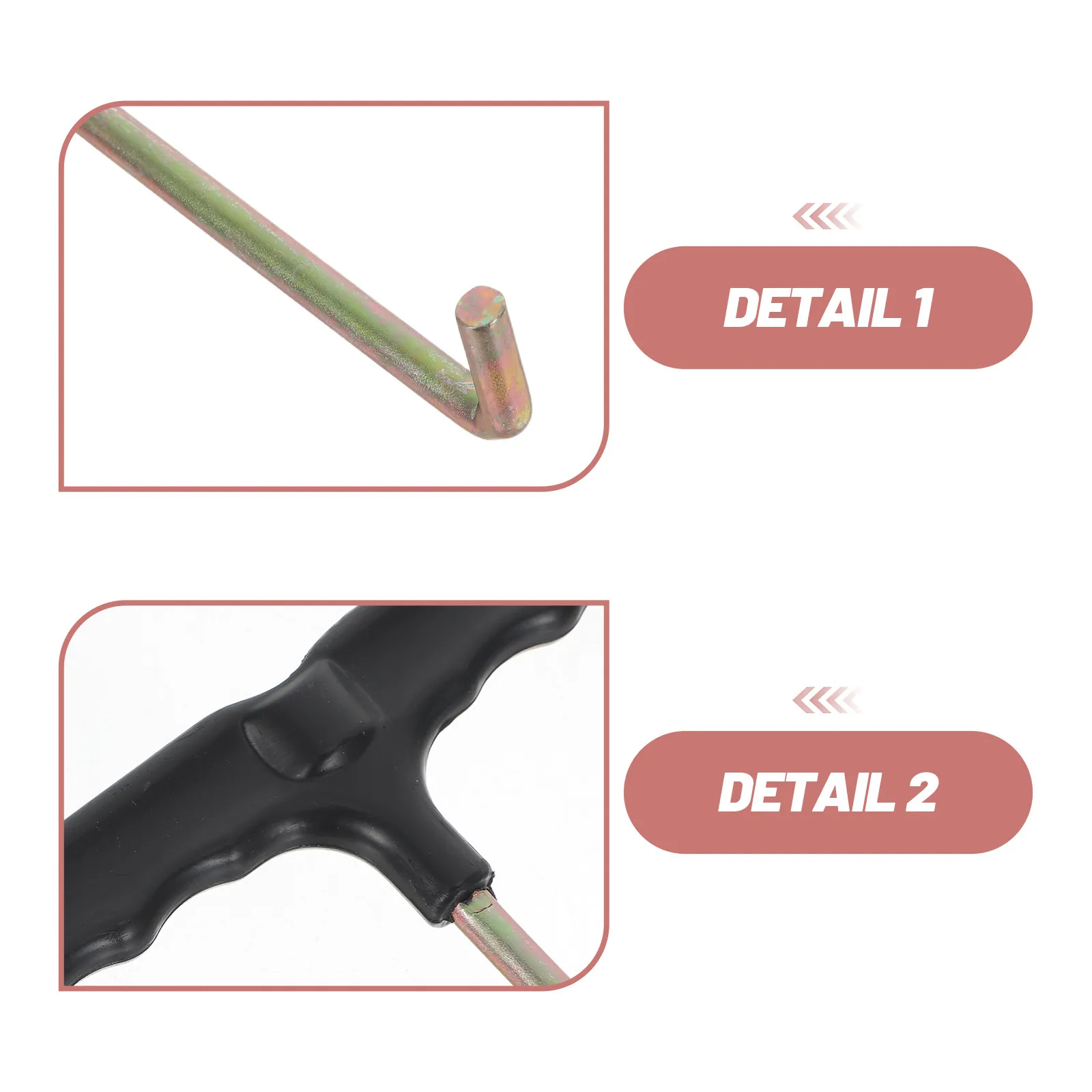 2Pcs Trampoline Spring Puller Tool T-Handle T-Shaped Hook Steel Shaft Heavy Duty Installer for Universal Backyard Trampoline