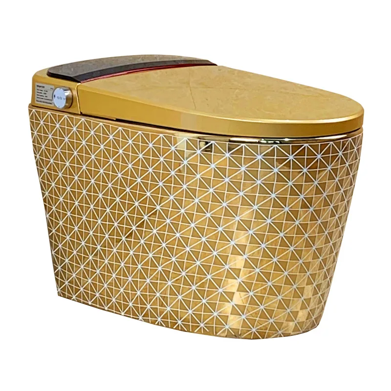 

Умный унитаз Tuhao Gold Полностью автоматический цветной унитаз с сифоном с дистанционным управлением золотого цвета