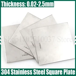 1PCS 100x100mm 200x300mm 304 Stainless Steel Plate Flat Brushed Metal Polished Plate Steel Sheet Thickness 0.02-2.5mm