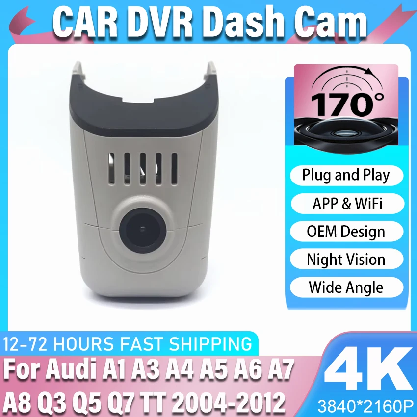 Easy to install Car DVR WIFI Video Recorder 4K Dash Cam Camera For Audi A1 A3 A4 A5 A6 A7 A8 Q3 Q5 Q7 TT 2004-2012 Dashcam