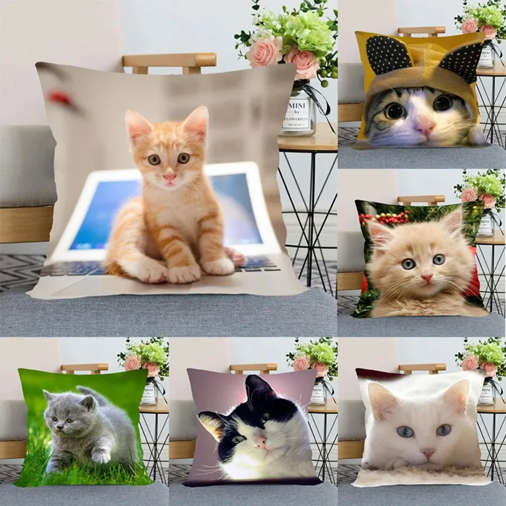 45x45cm Cat Pattern Real Animal Pillowcase Home Decor  Zipper pillow cases  covers decorative