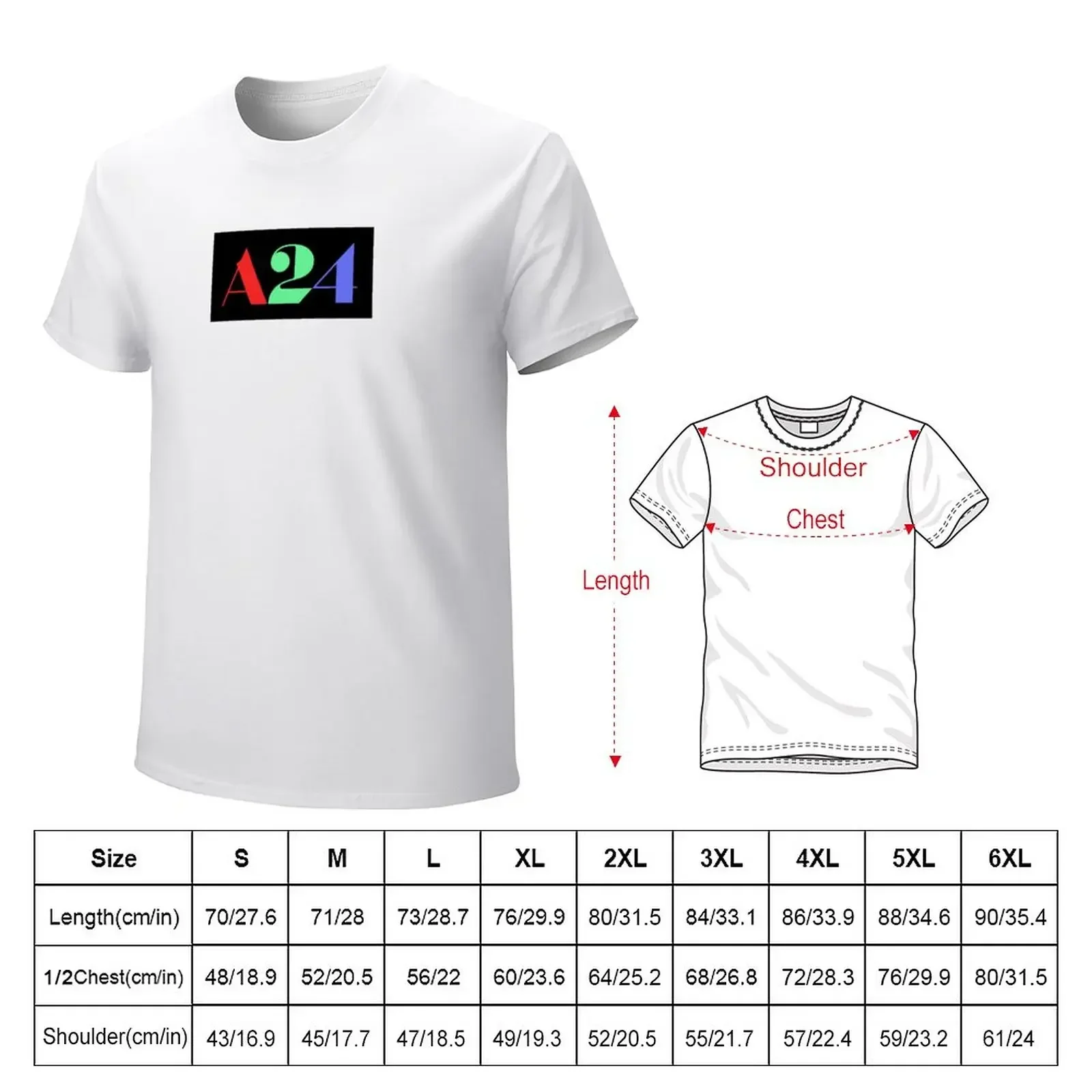 A24 Multicolor Logo T-Shirt custom shirt anime clothes graphic t shirt vintage plus size clothes cotton t shirt men