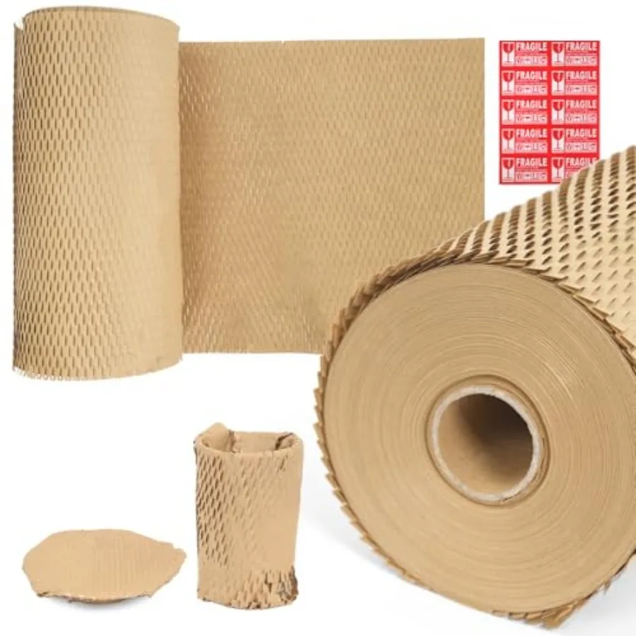 

Рулон упаковочной бумаги Honeycomb, 2 штуки, 12 дюймов x 328 футов, крафт-бумага для упаковки, экологически чистая амортизирующая обертка для доставки и переезда