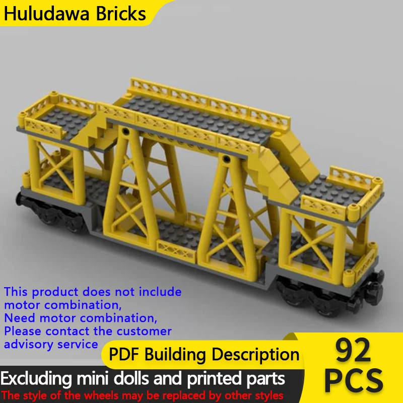 

City Car Model MOC Building Bricks Railway Yellow Car Wagon Modular Technology Children Holiday Gifts Assemble Toys Suit