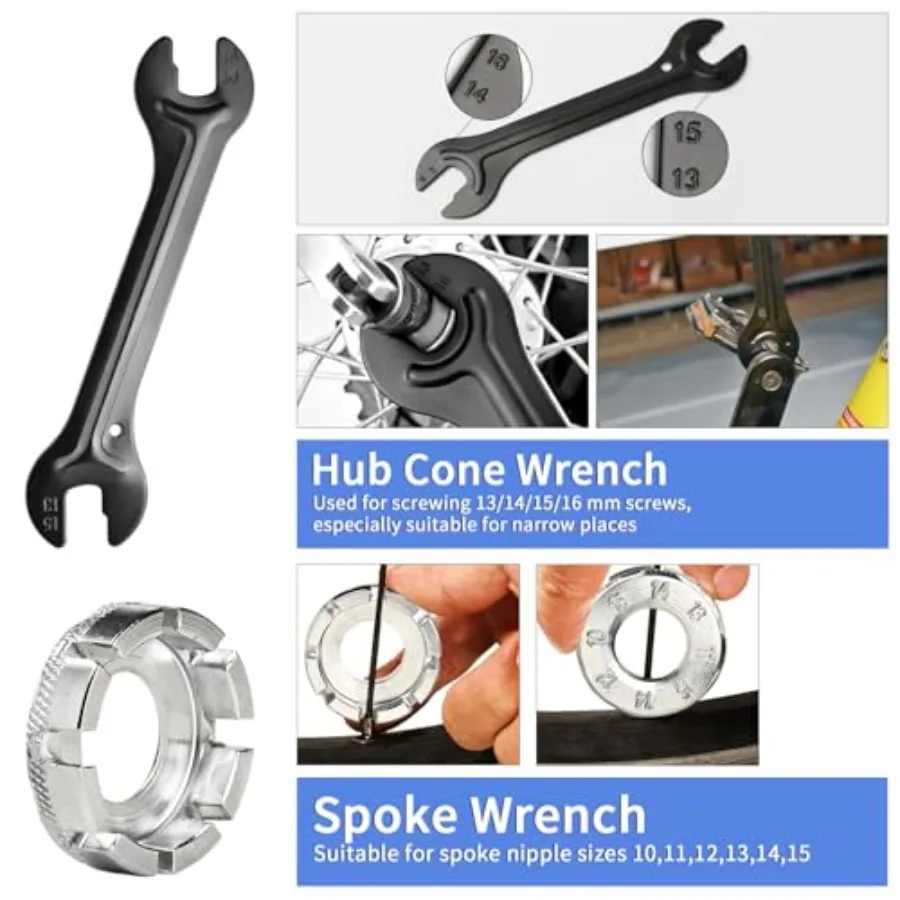 Bike Tool Kit, Professional Bike Repair Tools for Mountain Bike with 3-in-1 Cassette Remover Wrench Crank Puller Extractor Bott view 5