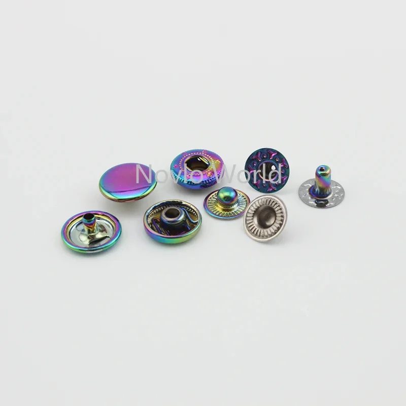 20-100 Sets Rainbow 12mm 10 Colors Copper Snap Fastener Press Button for Clothes Backpacks Decorative Buckle Snap Button Metal