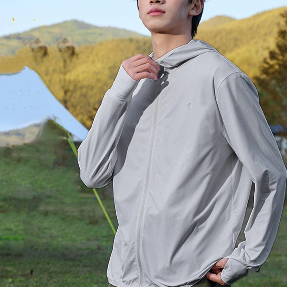 Chaquetas ligeras de secado rápido para hombre con protección solar Ropa de seda helada de manga larga para mayor comodidad diaria
