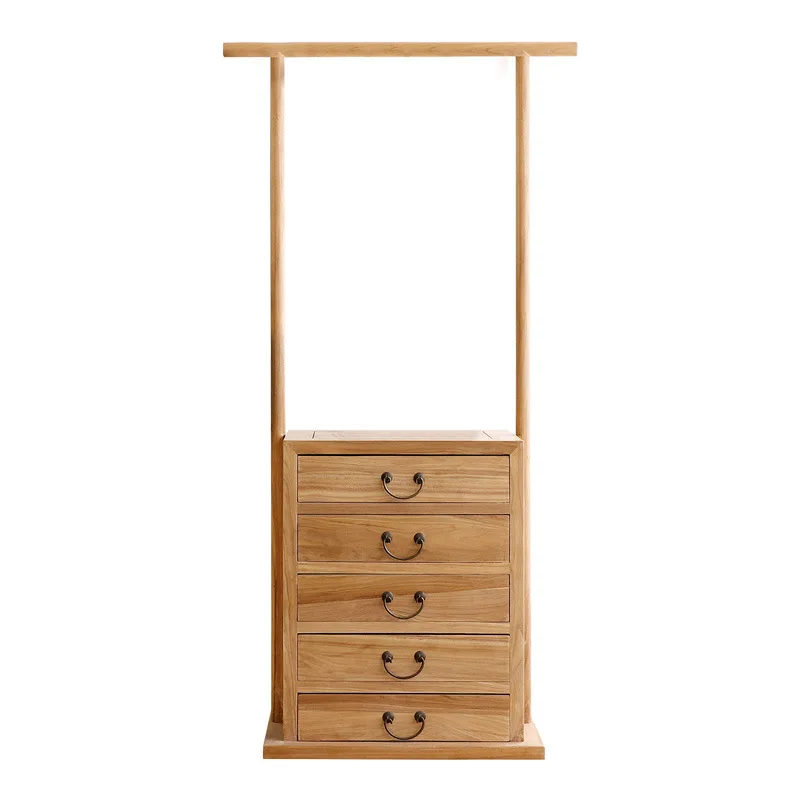 

Solid wood new Chinese hanger floor-to-ceiling bedroom hanger with drawers for home use