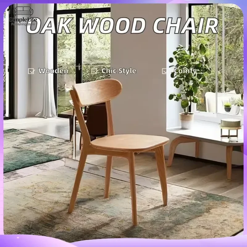 Cadeira de Jantar Moderna em Madeira de Carvalho Sólido Nórdica Ergonômica e Confortável para Uso em Sala de Jantar, Cozinha, Hotel, Restaurante, Casa