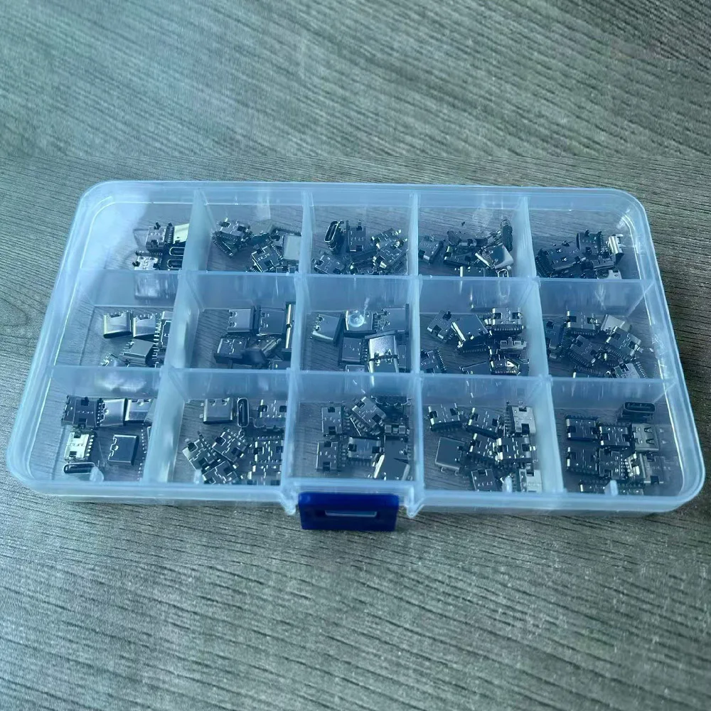 

1Box USB Type-C 6Pin 16Pin Female Jack 15Models Charging Dock Connector PCB SMD SMT USB-C Socket For Phone DIY Repair Kit
