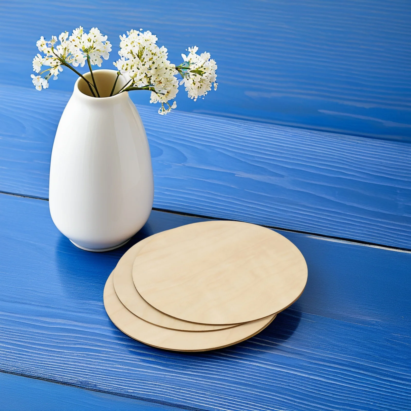 

5pcs Round Wood Chips Unfinished Slices for Crafts Blank Signs Decorative Door Hanger DIY Creativity Natural Material Wooden