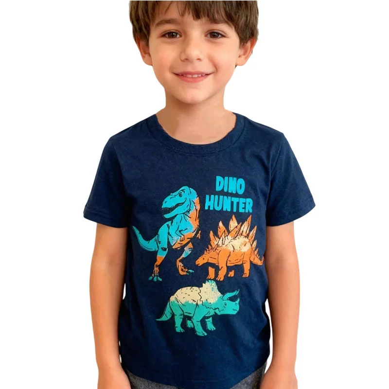 Jumping Meters 2-7T Fashion Children's Clothes Dinosaurs Boys T Shirts Summer Short Sleeve Animal Kids Tees Tops