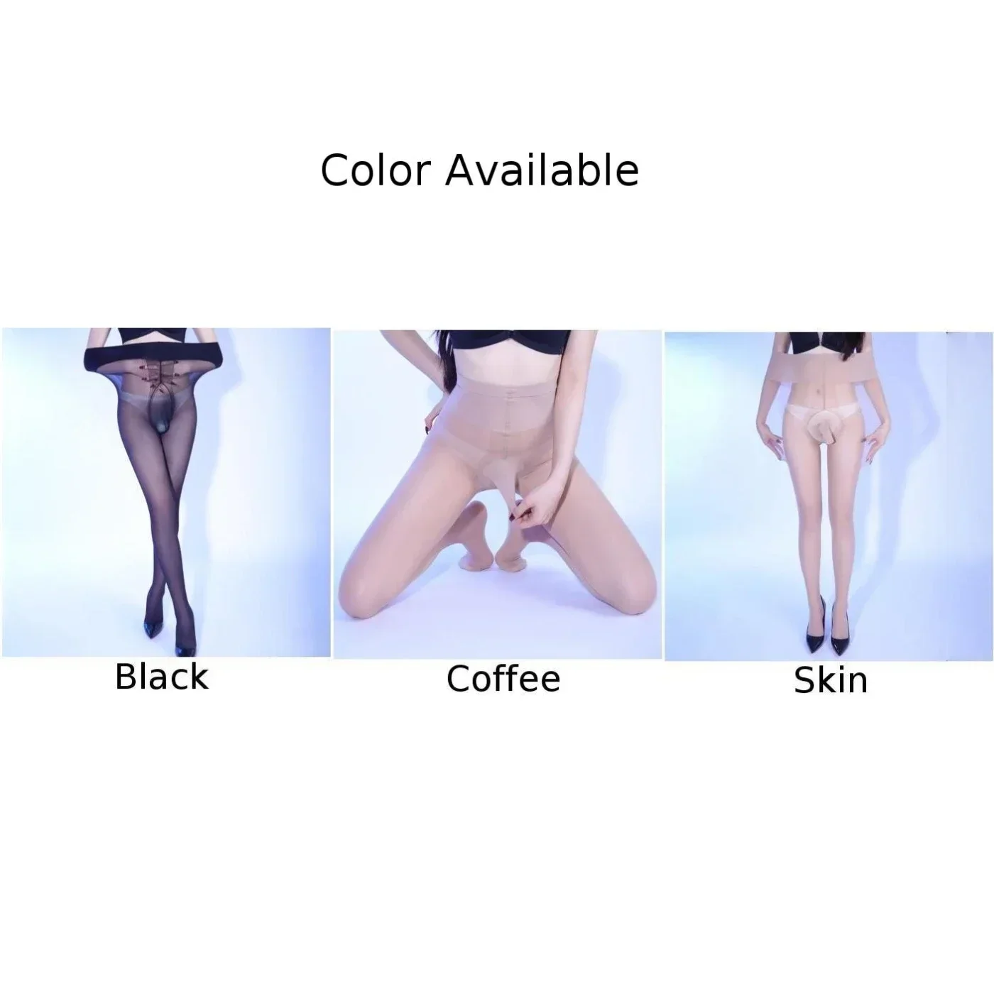 Men Sexy Lightweight Elastic Tight Leggings Sheer Underpants Pouch Panties Solid Smooth Jumpsuit JJ Set Bullet Male Stockings