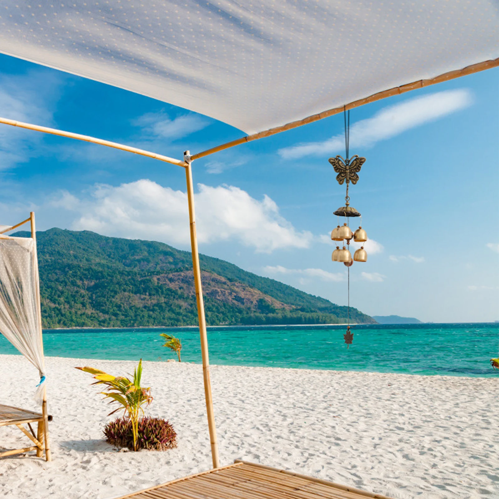 

1pc Butterflies Windbell Creative Wind Chime Durable Home Hanging Pendant Golden Outdoor Indoor Decoration Balcony Garden Living