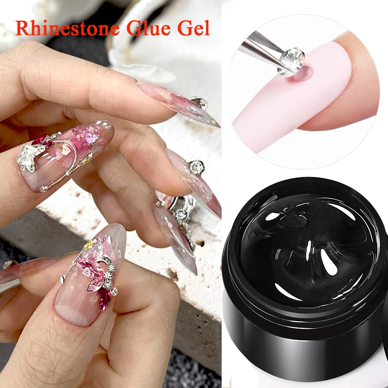 BORN PRETTY 3PCS Rhinestones Glue Gel Set Mirror Nail Powder With Nail Liner Brush UV LED Transparent Adhensive Glue Gel