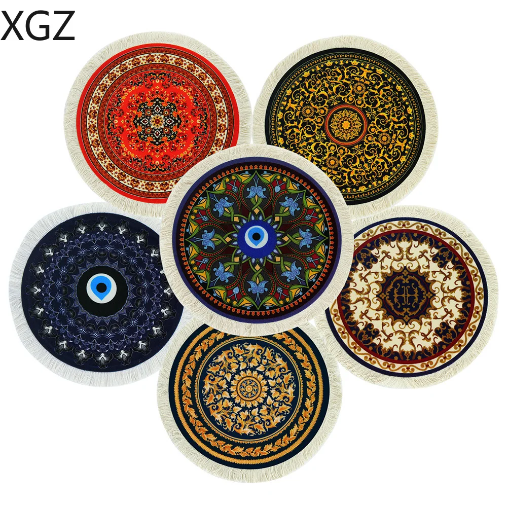 ماوس قيمنقClassic Persian carpet mousepad exquisite pattern non-slip rubber mousepad placemat coaster Retro-tassel model mat rug