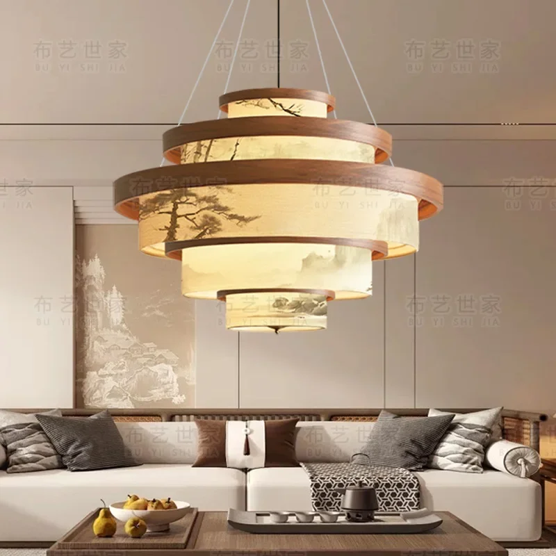 Living room, dining room, wood-grain patterned tea room, study, bedroom, guesthouse, banquet hall,restaurant,fabric pendant lamp