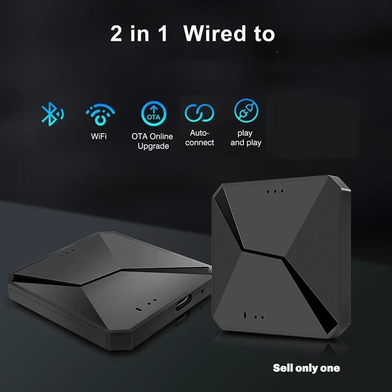 2 in 1 Wired to Wireless Carplay Adapter AI Box Wireless Android Auto Smart TV Box Bluetooth Plug and Play for Car-A82Z view 6