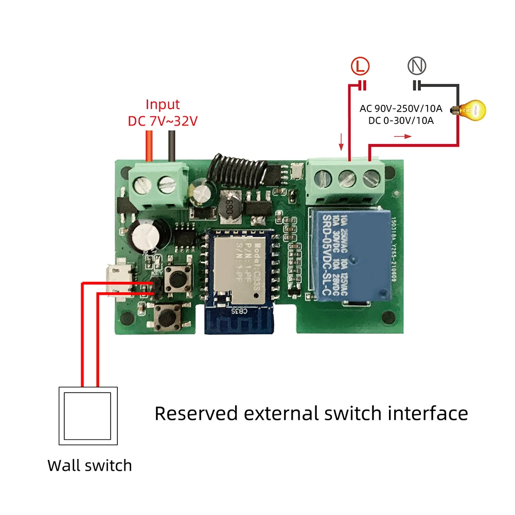 A01E-12V Wifi Relay Tuya Smart Life App Switch Module Remote-Timer Self-Locking Work With Google Home 2 Way Control