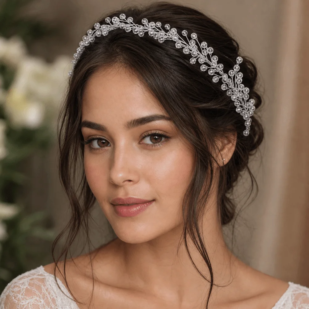 Gift Minimalist Bridal Headpiece Vintage Elegant Crystal Beads Headbands Sparkling Pearl Hairbands Engagement