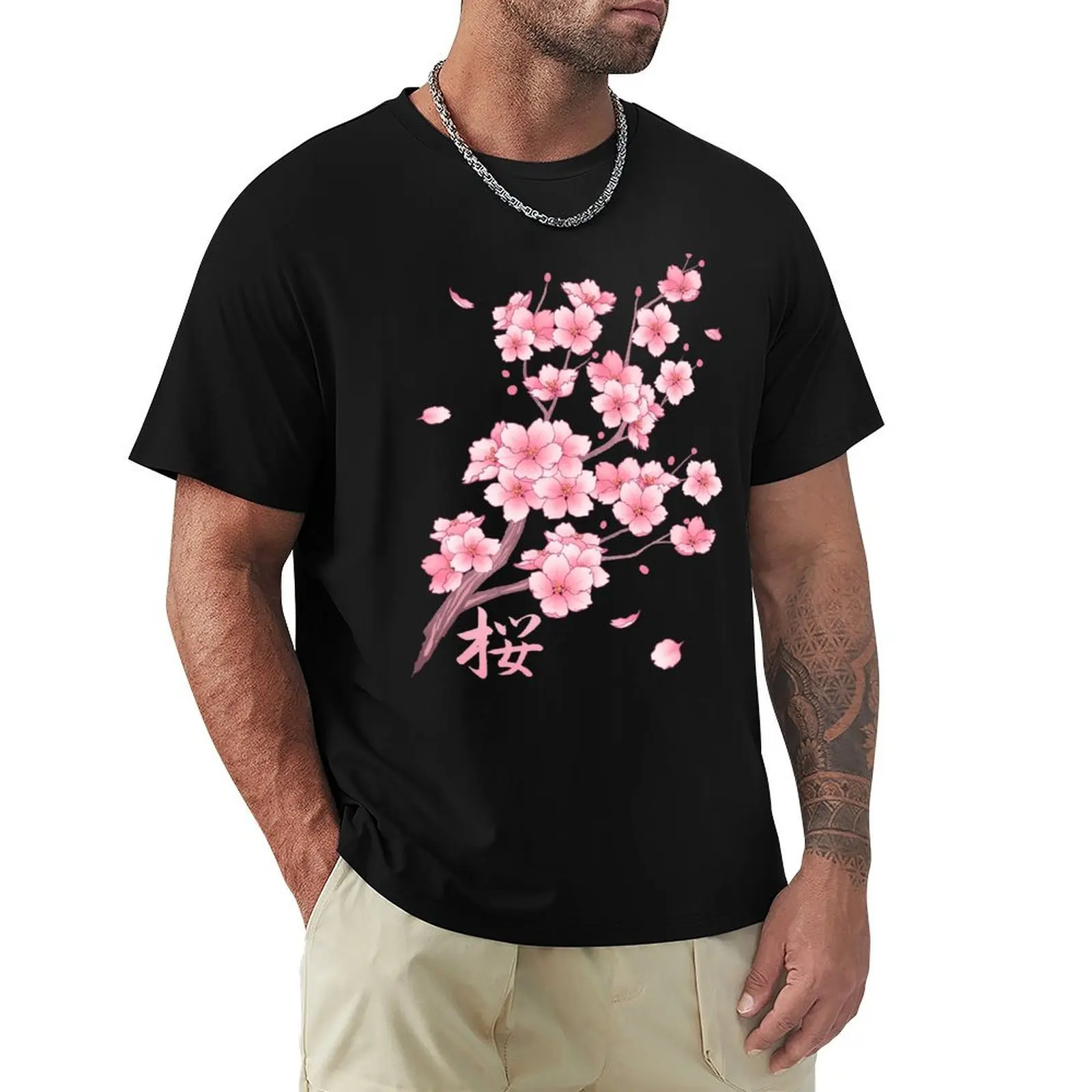 

Falling Sakura Cherry Blossom T-Shirt Aesthetic clothing man clothes korean fashion clothes for men