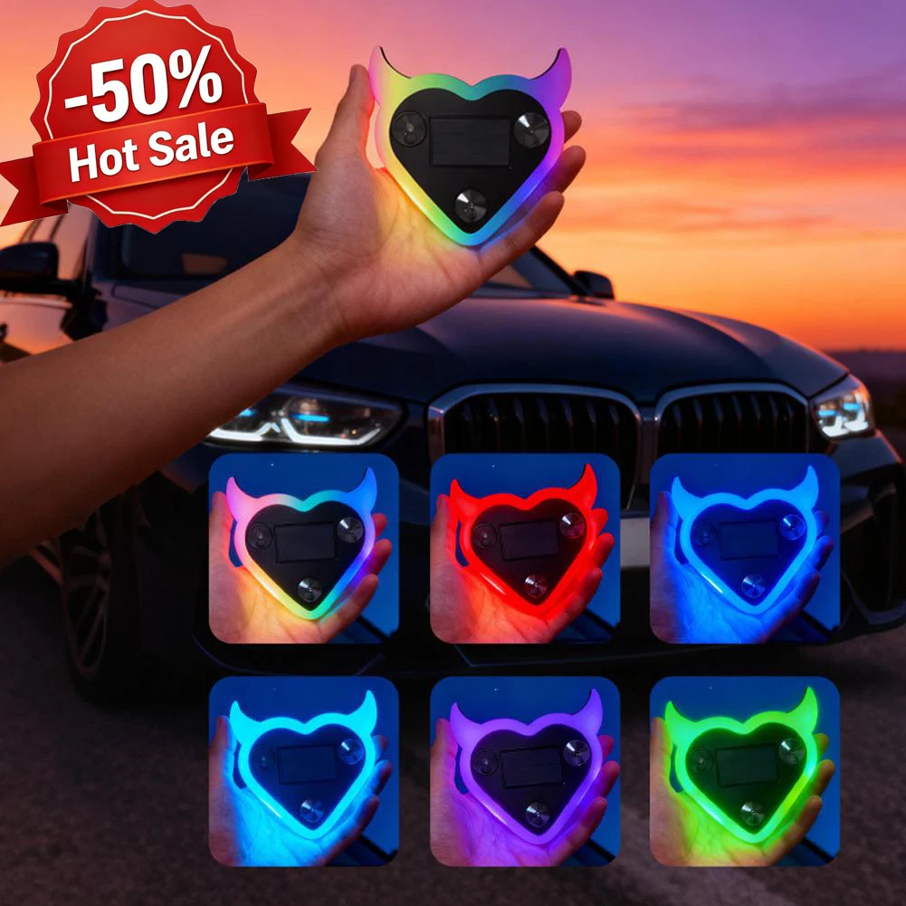 LED Ambient Lighting Car Colorful USB & Solar-Powered Heart-Shaped LED Neon Light with 8 Modes IP65 Waterproof for Romantic Car