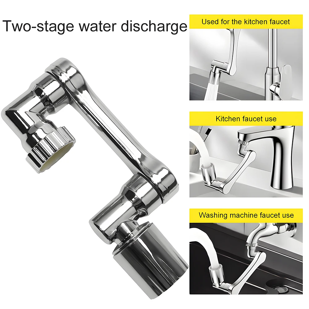 유니버설 수도꼭지 기계식 암 1080 °   회전식 확장 장치, 욕실 세면대용 다기능 방수 장치