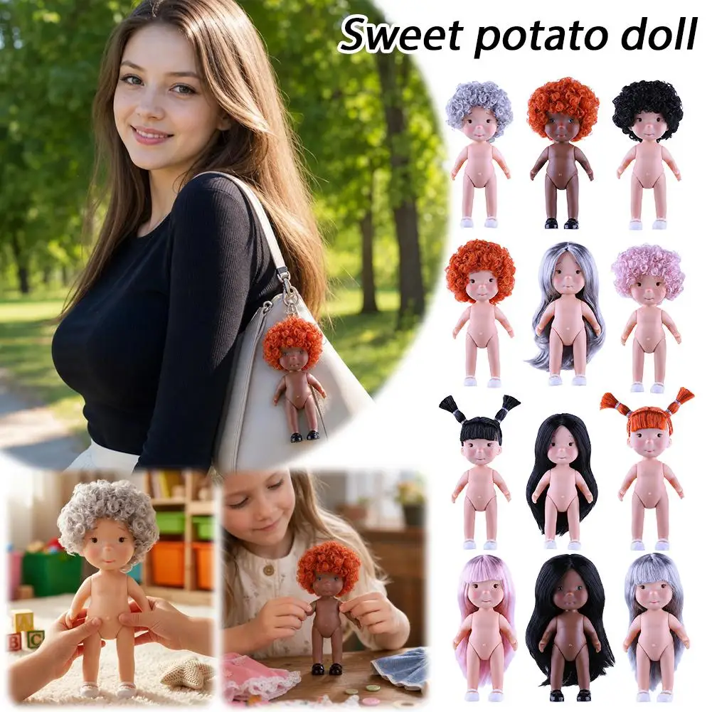 Sweet Potato Doll Personalized Keychain Pendant 14cm Mini Sweet Potato Doll Vinyl Material 3D Simulation Eye Cute Home Toy